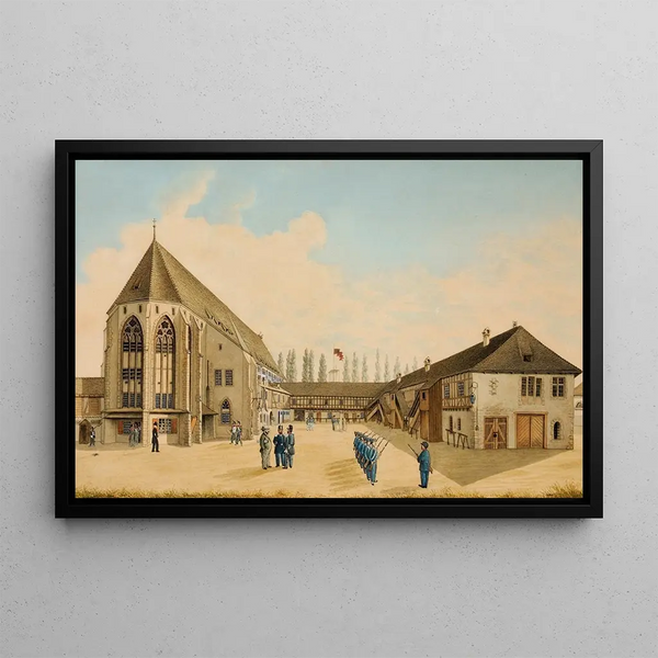 Johann Jakob Schneider - Kasernenhof im ehemaligen Kloster Klingental in Basel.webp