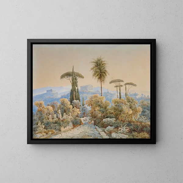 Uitzicht op het Romeinse forum - Johann Jakob Wolfensberger — ingelijst kunstwerk aan de muur