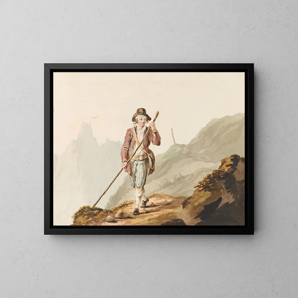 Jager van gemzen in de Alpen - Johann Karl Müllner — ingelijst kunstwerk aan de muur