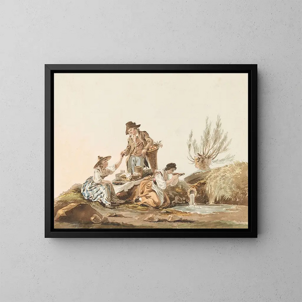 Het boerenmaal - Johann Karl Müllner — ingelijst kunstwerk aan de muur