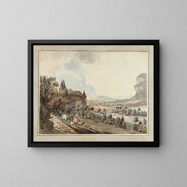 Vue du château d'Aigle - Johann Karl Müllner — ingelijst kunstwerk aan de muur