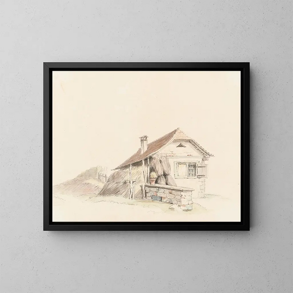 Huis van boer - Johann Ludwig Aberli — ingelijst kunstwerk aan de muur