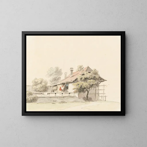 Landelijk Bernese huis - Johann Ludwig Aberli — ingelijst kunstwerk aan de muur