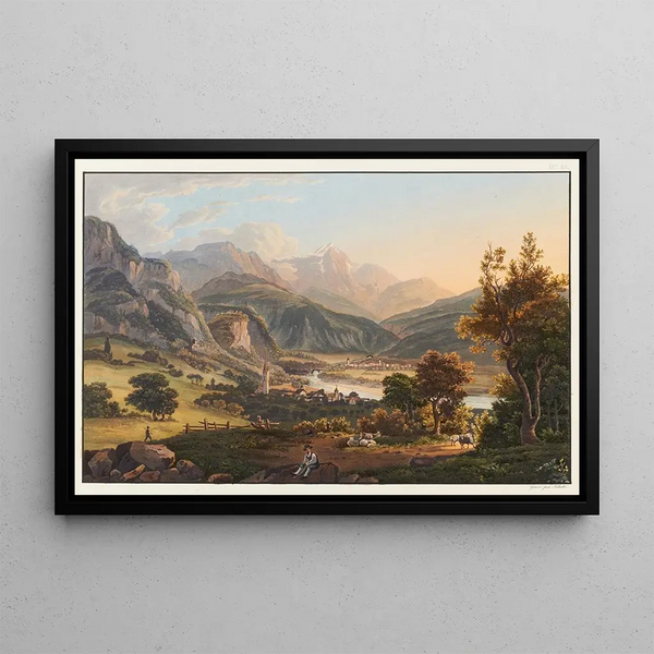 Johann Ludwig Bleuler - Environs de Tousis et vue vers le Pizbeverin.webp