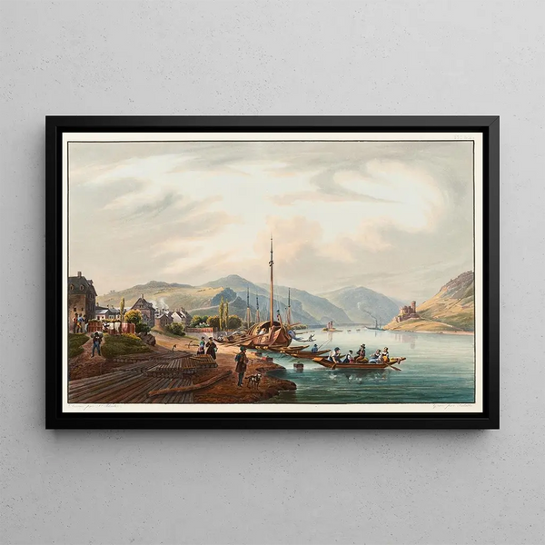 Johann Ludwig Bleuler - Vue de la ville de Bingen vers le Bingerloch et la Tour des Souris.webp