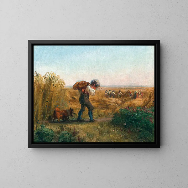 van een jongen op weg naar het veld - Johann Matthias Ranftl — ingelijst kunstwerk aan de muur