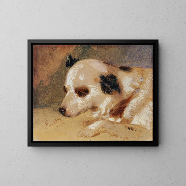 Hondenkop - Johann Matthias Ranftl — ingelijst kunstwerk aan de muur
