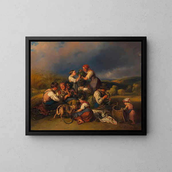De oogst van de maaiers - Johann Matthias Ranftl — ingelijst kunstwerk aan de muur