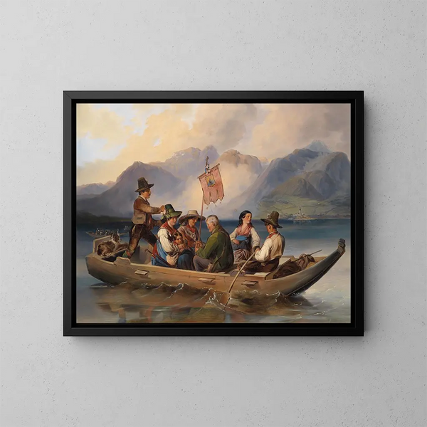 van Traversée sur le lac Wolfgang - Johann Matthias Ranftl — ingelijst kunstwerk aan de muur