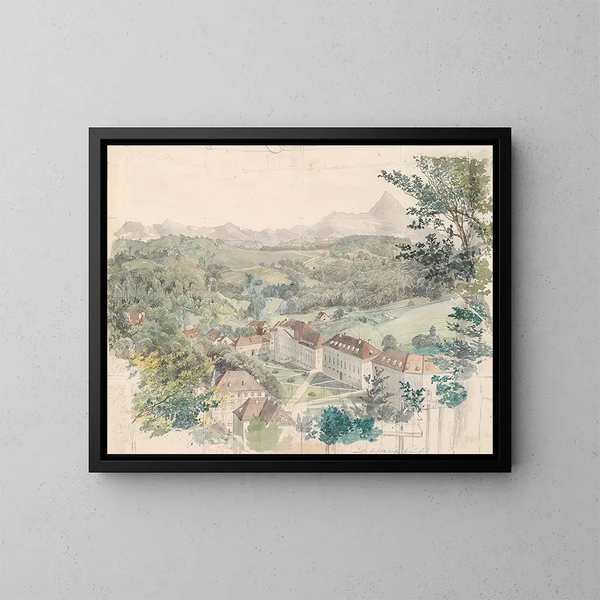 Uitzicht op de Bad Rohitsch Sauerbrunn - Johann Nepomuk Passini — ingelijst kunstwerk aan de muur