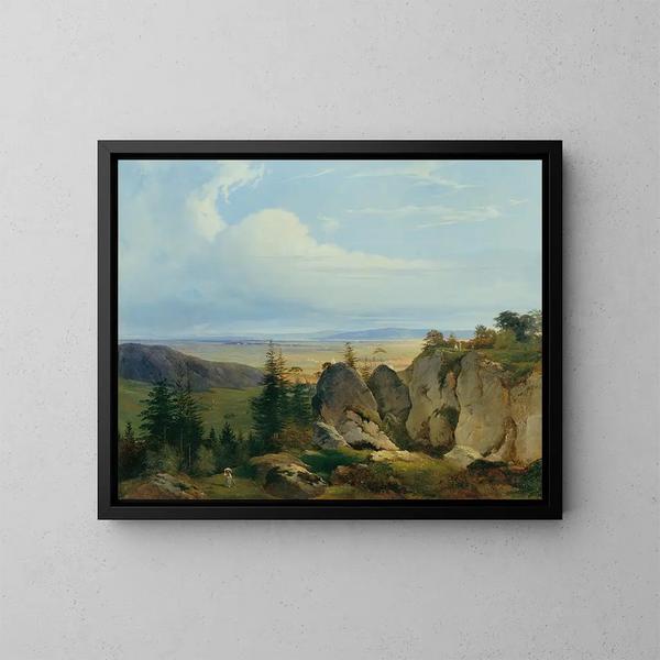 La lande de Wiener Neustadt vue de Wetzelsdorf - Johann Nepomuk Passini — ingelijst kunstwerk aan de muur
