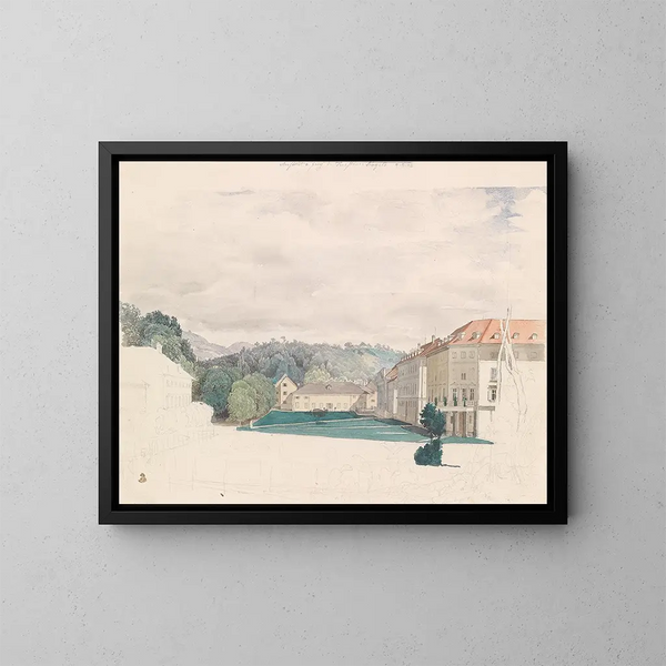 Kurplatz in Bad Rohitsch-Sauerbrunn - Johann Nepomuk Passini — ingelijst kunstwerk aan de muur