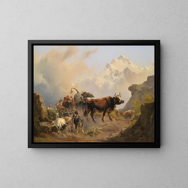De transhumance - Johann Nepomuk Rauch — ingelijst kunstwerk aan de muur