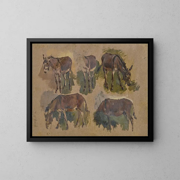 Vijf muilezels - Johann Nepomuk Rauch — ingelijst kunstwerk aan de muur
