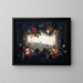 van een bloemenstilleven in een cartouche met een slinger en uitzicht op een zeehaven - Johann Rudolf Bys — ingelijst kunstwerk aan de muur