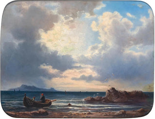 Johann Rudolf Rapp - A Fishing Boat on the Shore with Seagulls.webp