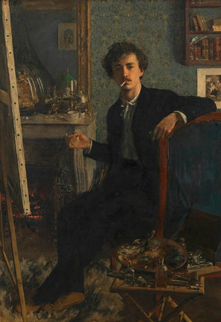 Johann Victor Krmer - Selbstbildnis am Kamin.webp