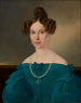 Portret van een jonge vrouw in een blauwe jurk - Johann Wachtl — weergave van het kunstwerk