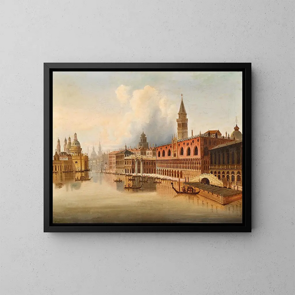 Een Venetiaans tafereel - Johann Wilhelm Jankowsky — ingelijst kunstwerk aan de muur