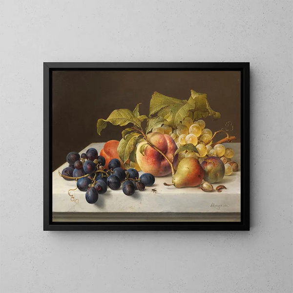 van een fruit- en groentetafereel - Johann Wilhelm Preyer — ingelijst kunstwerk aan de muur