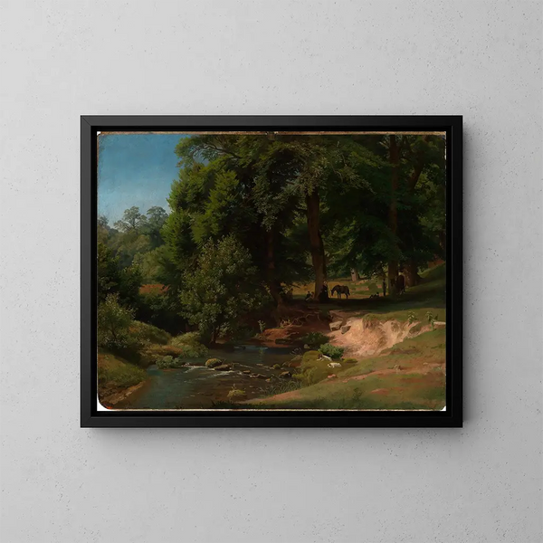 Sur l'Alb I met ruiters in rust - Johann Wilhelm Schirmer — ingelijst kunstwerk aan de muur