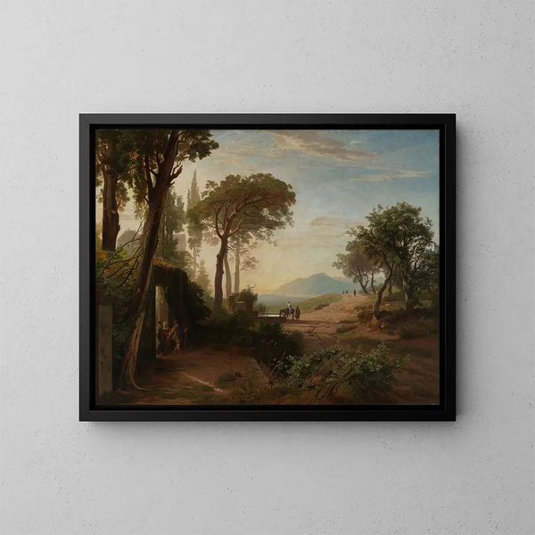 De ochtend, het vertrek van de reiziger naar Jericho - Johann Wilhelm Schirmer — ingelijst kunstwerk aan de muur