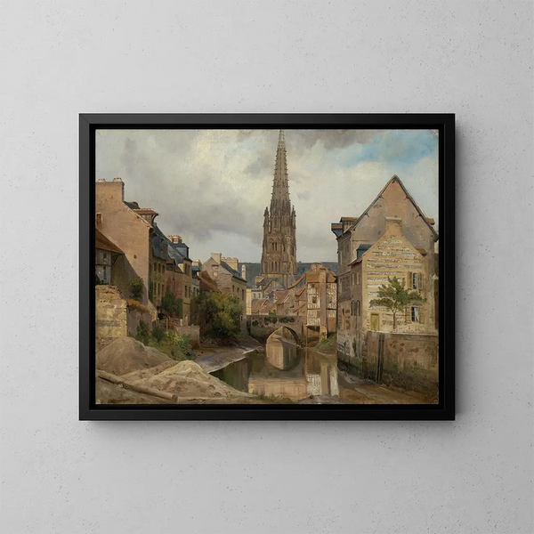van Saint-Martin uitzicht in Harfleur nabij Le Havre - Johann Wilhelm Schirmer — ingelijst kunstwerk aan de muur