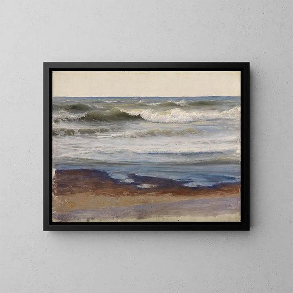 Breuk van de zee aan de Normandische kust - Johann Wilhelm Schirmer — ingelijst kunstwerk aan de muur