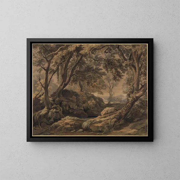 Landschapschilderij met uitzicht op Olevano en de Monte Cavo - Johann Wilhelm Schirmer — ingelijst kunstwerk aan de muur