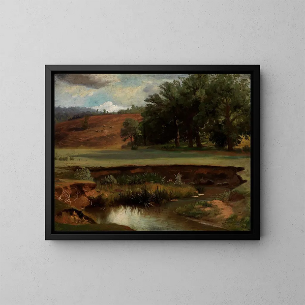 Bord de forêt avec étang au premier plan - Johann Wilhelm Schirmer — ingelijst kunstwerk aan de muur
