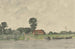 Landschapschilderij met rivier en boerderij naar George Henry Boughton - Johannes Abraham Mondt — weergave van het kunstwerk