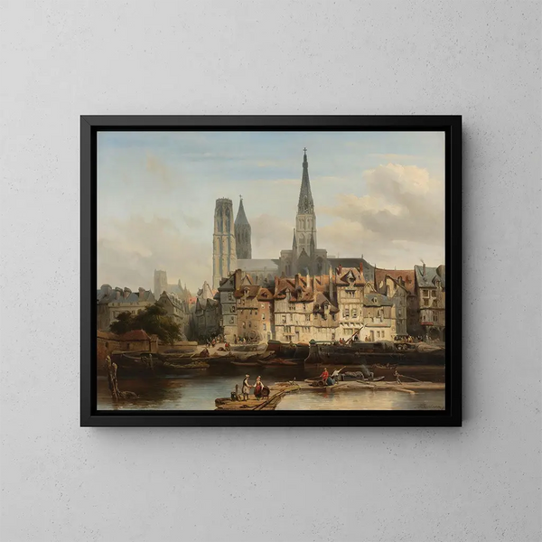 Het Quai de Paris in Rouen - Johannes Bosboom — ingelijst kunstwerk aan de muur
