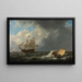 Schepen in een Woelige Zee - Johannes Christiaan Schotel — ingelijst kunstwerk aan de muur