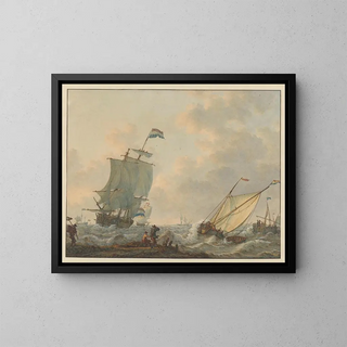 Johannes Christiaan Schotel - Zeilschepen op woelig water.webp