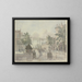 Kanaal schilderij met sluisdeur links, een boerin veegt de straat - Johannes Huibert Prins — ingelijst kunstwerk aan de muur