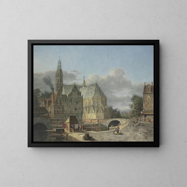 van een stad in Nederland - Johannes Huibert Prins — ingelijst kunstwerk aan de muur