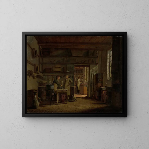 De apothekersdistilleerderij A van Ailly - Johannes Jelgerhuis — ingelijst kunstwerk aan de muur