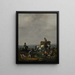 van Johannes Lingelbachs schilderij "Des fauconniers sur un chemin avec des moissonneuses chargeant du foin sur un chariot près d'une vallée au crépuscule" — ingelijst kunstwerk aan de muur