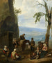 Landschap met Italianen met rust - Johannes Lingelbach — weergave van het kunstwerk