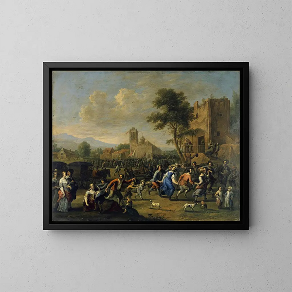 Feest van de parochie - Johannes Lingelbach — ingelijst kunstwerk aan de muur