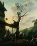 Landbouwers dansend de Tarentelle - Johannes Lingelbach — weergave van het kunstwerk