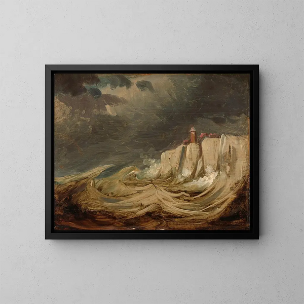 Stormen aan de kust - Johannes Tavenraat — ingelijst kunstwerk aan de muur