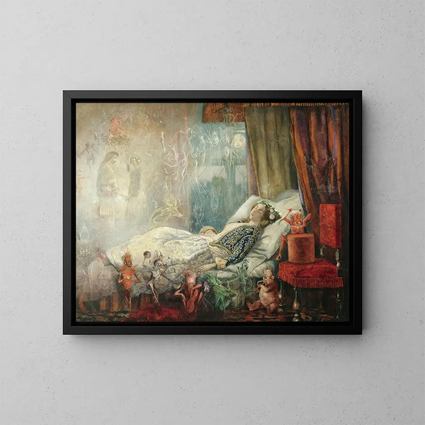 Het droom na het gemaskerd bal - John Anster Fitzgerald — ingelijst kunstwerk aan de muur