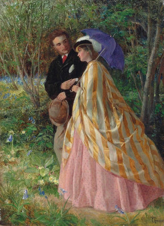 John Bagnold Burgess - Lovers conversing in a bluebell wood.webp