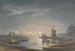 Heldere Maanlicht boven de rivier bij Brugge - John Berney Crome — weergave van het kunstwerk