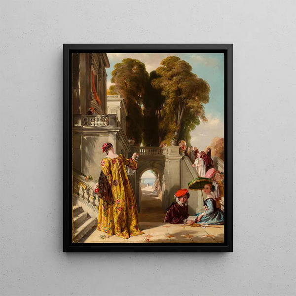 John Callcott Horsley - Elegant figures on the terrace of a country house.webp