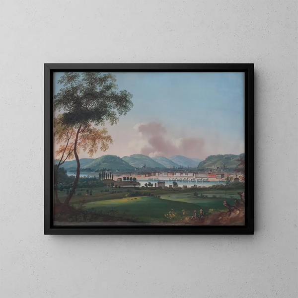 Cincinnati uitzicht vanaf de kazernes van Newport - John Caspar Wild — ingelijst kunstwerk aan de muur