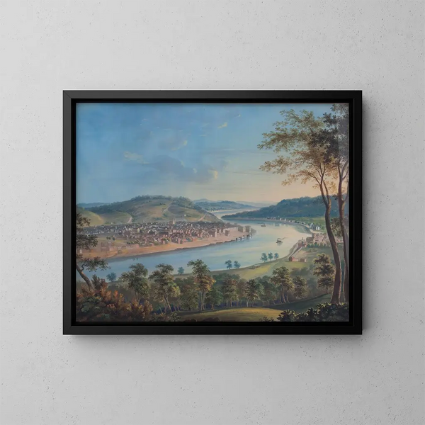 Uitzicht op Cincinnati vanaf Covington - John Caspar Wild — ingelijst kunstwerk aan de muur