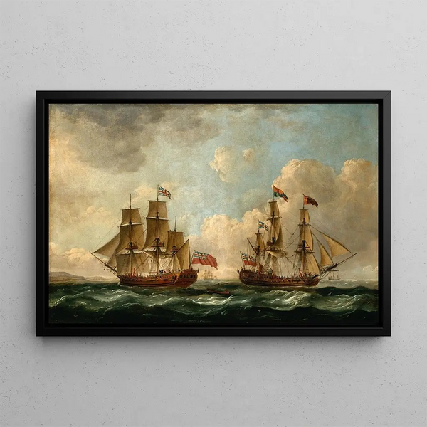 John Cleveley the elder - The Peregrine later renamed the Royal Caroline in Two Positions off the Coast.webp