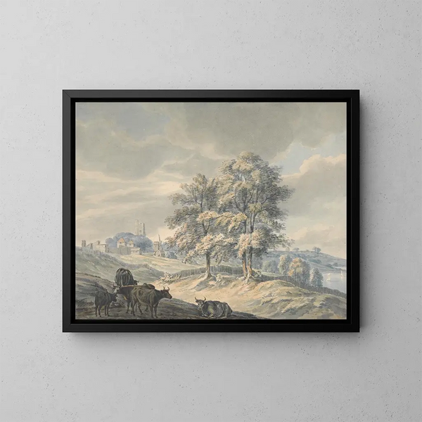 van uitzicht op Saint-Margaret in Rochester, Kent - John Cleveley de Jonge — ingelijst kunstwerk aan de muur